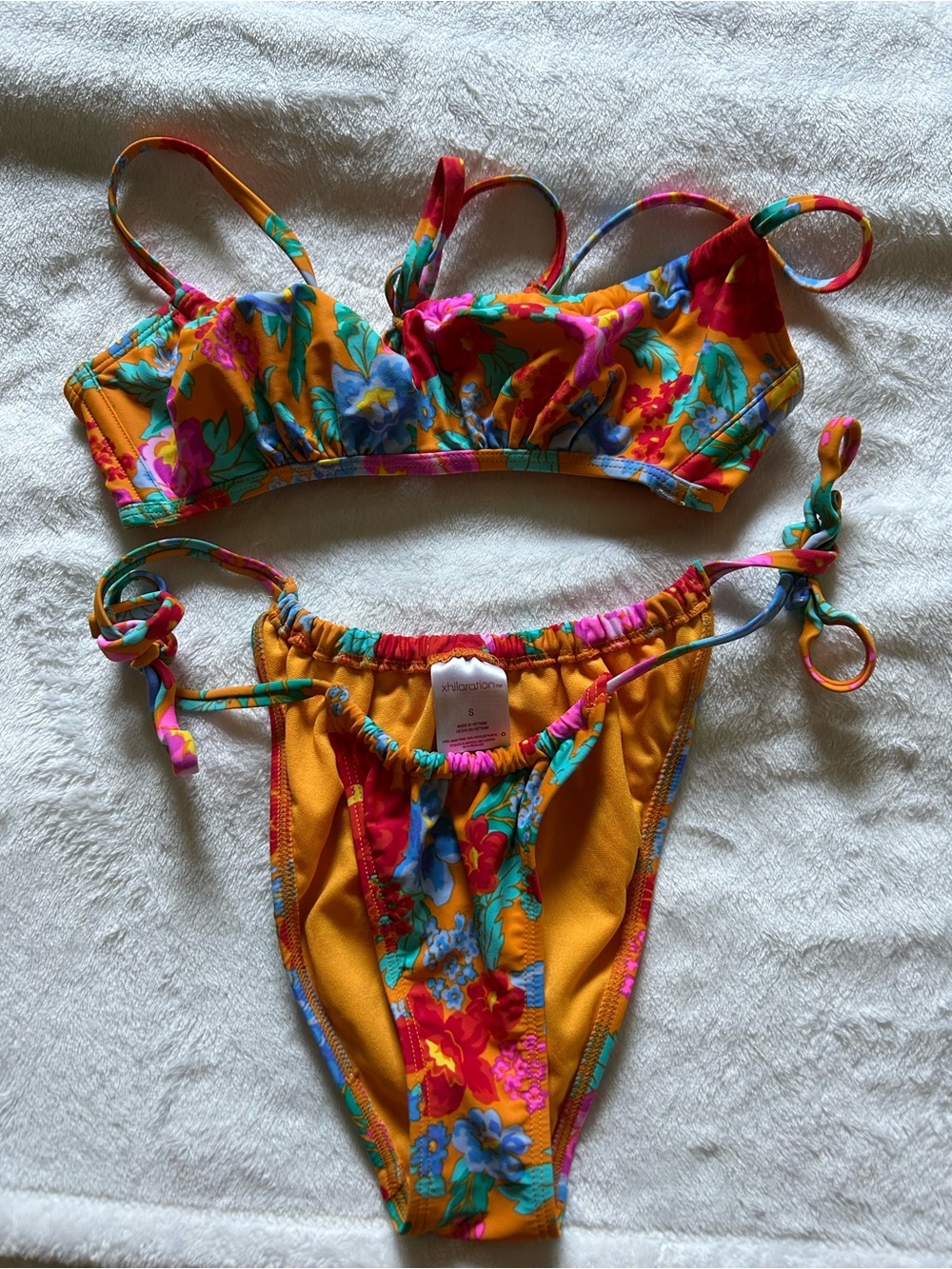Yellow Multi Floral Tie-Side Bikini